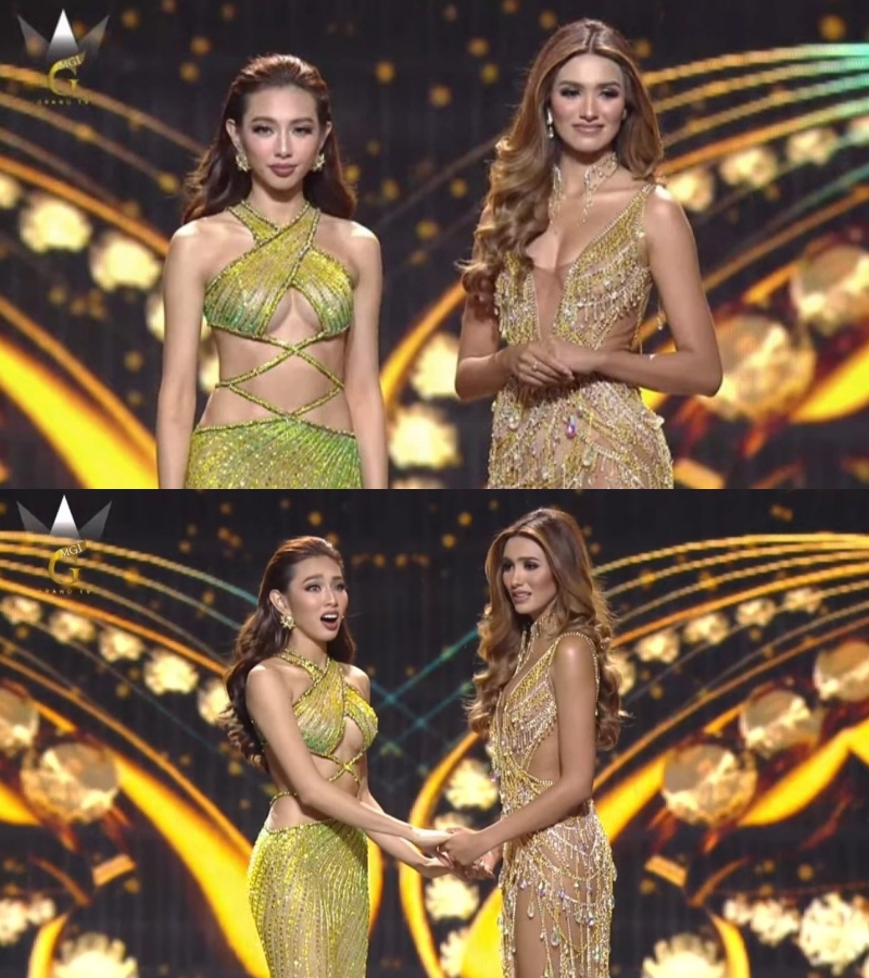 Andrea Aguilera cũng đã nắm tay Hoa hậu Thùy Tiên trong đêm trao giải